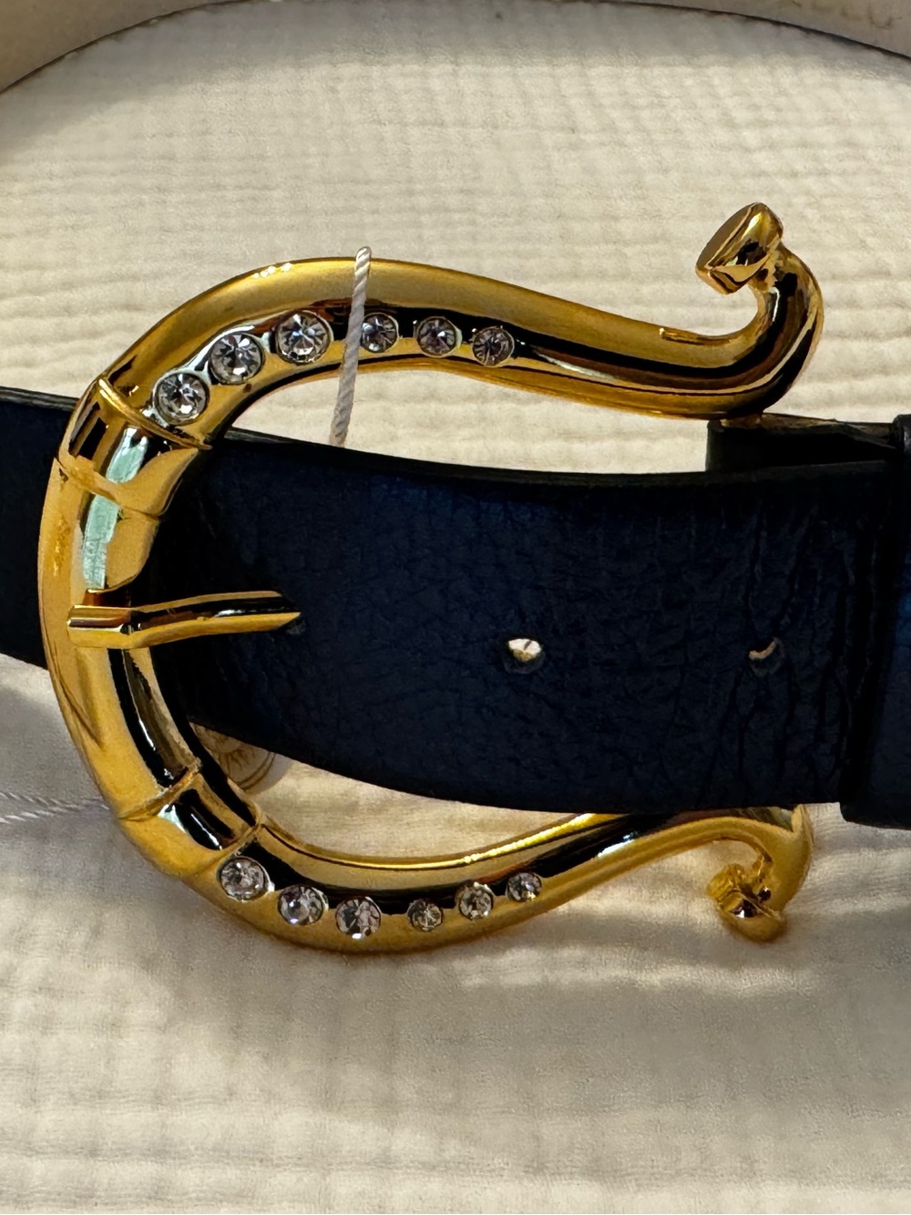 Women’s NicoBlu Navy & Gold Horseshoe Buckle w/ Rhinestones - Small